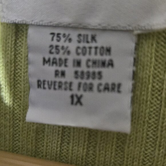 CLIO II Women Sweater Sleeveless Tank Top Green Ribbed Rounded Sunburst Size 1X - Picture 3 of 10